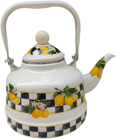 Waterkoker Emaille - Theepot met deksel - Warme dranken zetten - Hittebestendig ontwerp - 2.5 liter - Geel