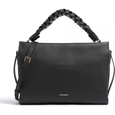 COCCINELLE Leren handtas schoudertas Boheme Grana Double Hand Bag Seagrass / Sandshell kaki