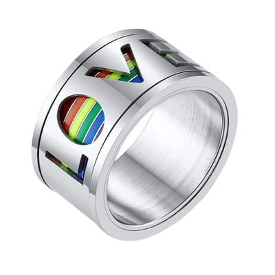 Anxiety Ring - (Love) - Stress Ring - Fidget Ring - Draaibare Ring - Angst Ring - Spinner Ring - Zilverkleurig RVS - (17.00 mm / maat 53)