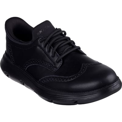 Skechers Garza Sully Leder Heren Zwart Veterschoenen