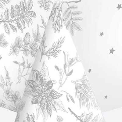 Daisy Kerst tafelkleed - 120 x 180 cm - papier - zilver - bladeren print - rechthoekig - tafellaken - kerstdiner tafeldecoratie - kerstversiering