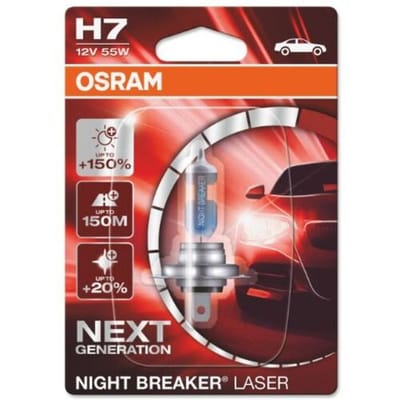 OSRAM NIGHT BREAKER LASER, H7, +150% meer helderheid , halogeen koplamp, enkele blister (1 lamp)