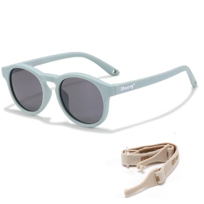 Maesy Baby Zonnebril Bowi - 1 t/m 3 jaar - Elastiek - Flexibel - UV400 Bescherming - Zonnebril Kind - Licht Blauw