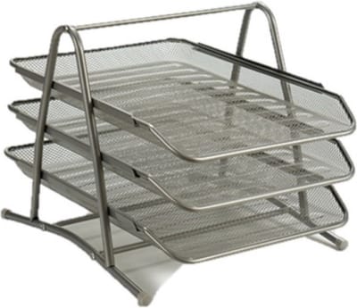 Pincello Brievenbakje/postbakje 3 laags - metaal - grijs - A4 formaat - 30 x 35 x 26 cm