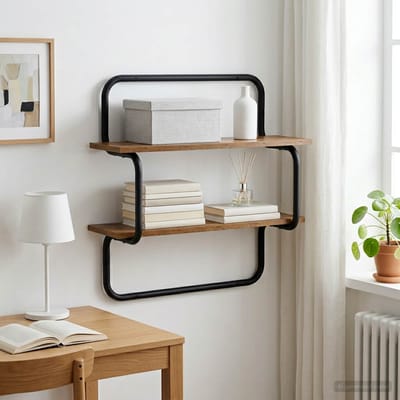 vidaXL - Wandplank - met - 2 - niveaus - Oud - hout - 80 - x - 24,5 - x - 61 - cm - Bewerkt - hout