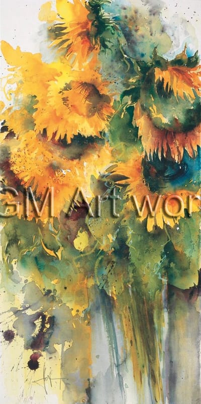 Kunstdruk Ekkehard Hofmann - Sonnenblumen 50x100cm