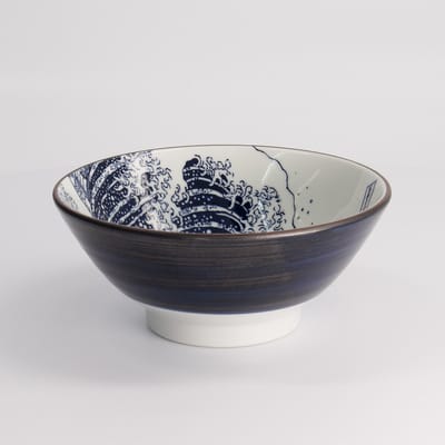 Tokyo Design Studio - Hokusai Nami Ramen Kom - Blauw/Wit - 17 x 8 cm