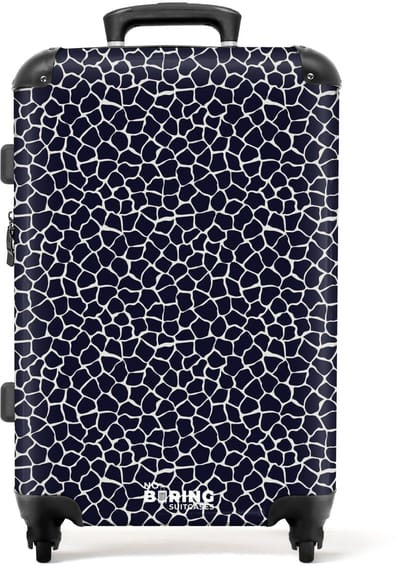 NoBoringSuitcases.com - Grote koffer - Dieren print giraf blauw - Kinderkoffer geschikt voor jongen en meisjes - Reiskoffer met 4 wielen - Trolley op wieltjes - Rolkoffer groot kinderen - 72 liter - Ruimbagage valies 20kg