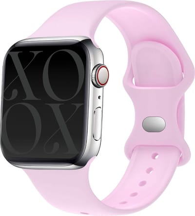 xoxo Wildhearts siliconen bandje - Geschikt voor Apple Watch - Series 1/2/3/4/5/6/7/8/9/10/SE/Ultra (2) - Maat: 44 mm / 45 mm / 46 mm / 49 mm - Horlogeband - Sport bandje voor iWatch - Roze