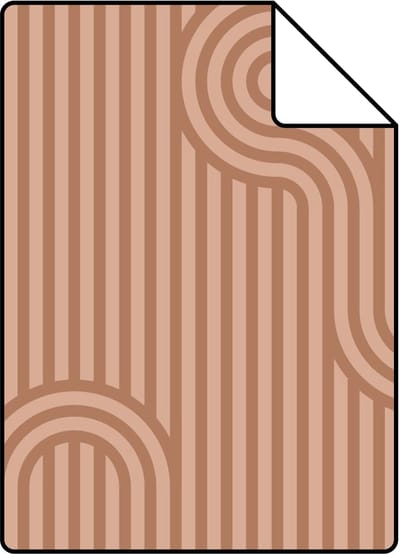 Proefstaal ESTAhome behang grafische lijnen terracotta - 26.5 x 21 cm - 131024-S