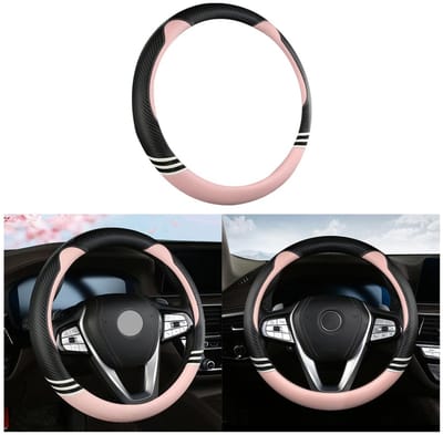 JHUBERS- Stuurhoes Universeel 38 cm - Stuurhoes Auto - Stuurhoes Leer - Auto Accessoires Interieur - Schattige Stuurhoes - Duurzaam Microvezelleer - Stuurcover