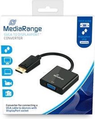 MediaRange MRCS173 video kabel adapter 0,15 m VGA (D-Sub) DisplayPort Zwart