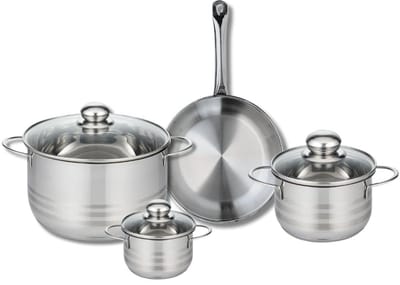 Set van 1 Koekenpan 24 cm en 3 kookpotten 12, 16 en 24 cm Elo Profi Brillant