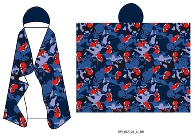 Spiderman fleece plaid met capuchon 120 x 150 cm - polyester