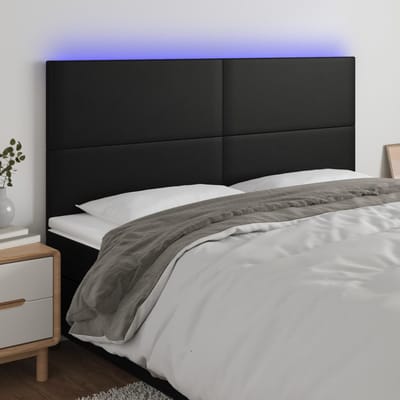 vidaXL - Hoofdbord - LED - 180x5x118/128 - cm - kunstleer - zwart