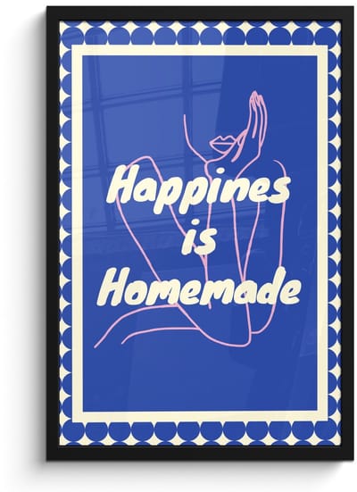 Poster in lijst - Fotolijst 40x60 cm - Posters - Lijntekening - Vrouw - Quote - Blauw - Posterlijst zwart - Decoratie - Wanddecoratie woonkamer - Muurdecoratie slaapkamer