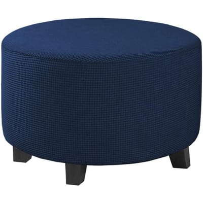 1 stuks Allesomvattende Ronde Ottomane Hoes Spandex Elastisch Voetenbankje 360 Graden Beschermer Ottomane Hoes voor Woonkamer Eenvoudige Installatie L Ottoman Cover