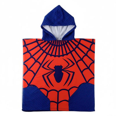 Spiderman Poncho – Kinder Strandponcho – Rood/Blauw – Polyester – Jongens