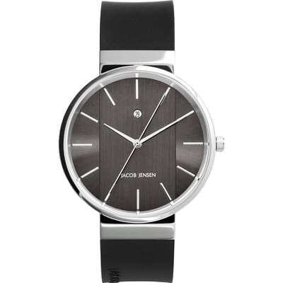Jacob Jensen 708 New Line Horloge - Jacob Jensen heren horloge - Zwart - diameter 39 mm - roestvrij staal