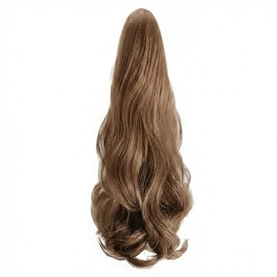 Lichtbruin synthetische paardenstaart dames haar extensie extensions golvend ponytail haarstuk lang haarstuk clip in staart