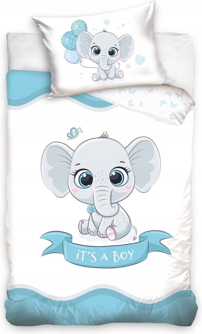 Animal Pictures BABY Dekbedovertrek olifantje it's a boy - 100 x 135 cm - Katoen