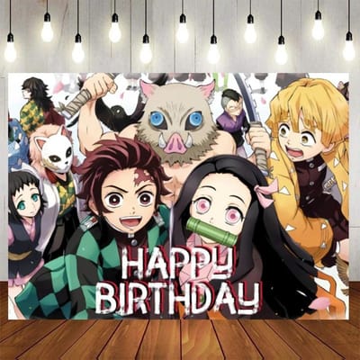 Décoration Fête d'Anniversaire Demon Slayer Kimetsu No Yaiba Vaisselle Nappe Assiette Tasse Ballon Baby Shower Cadeaux Enfants Articles de Fête