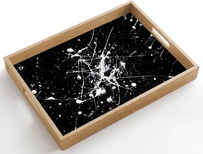 Dienblad hout 50x35 cm - Schootdienblad - Verfspatten - Wit - Abstract - Explosie - Borrelplank rechthoek - Plateau dienbladen
