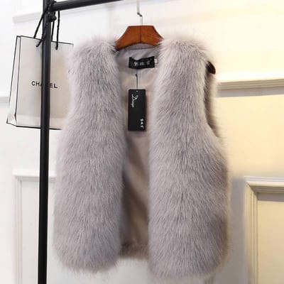 Dames Gilet Vest Dames Faux Vossenbont Jas Korte Tops Winter Klassieke Jas M