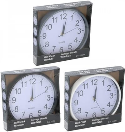 Wandklok Station Zwart 25 x 3 cm