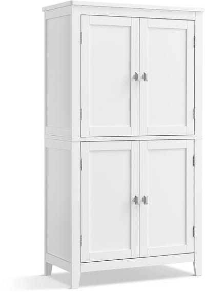 Furnstar Badkamerkast Staand – Opbergkast met 4 Deuren – Verstelbare Planken – Vrijstaand – 30 x 60 x 110 cm – Wit