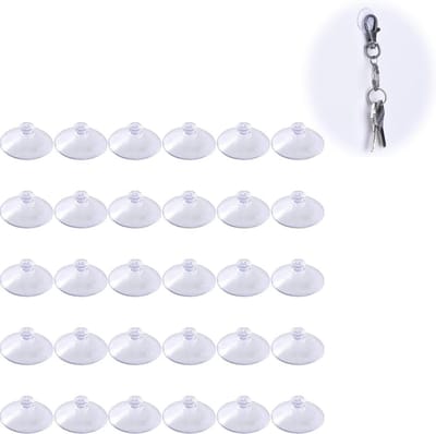30 Pcs Transparante Zuignappen met Kruisgaatje - 40mm Zuignap - Haak Zuignap voor Raam - Keuken - Badkamer - Kerst - Halloween - Feestdecoratie