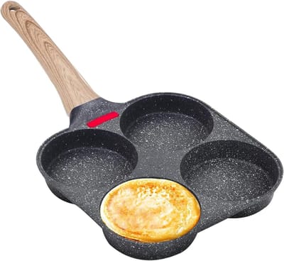 Eierbraadpan - Omeletpan - Ontbijt Maken - Anti-aanbaklaag - 4-Koppen - Zwart