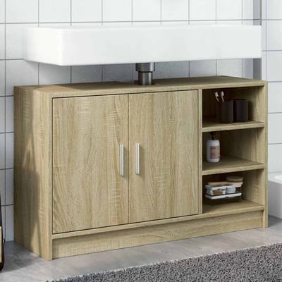vidaXL - Wastafelkast - 90x29x55 - cm - bewerkt - hout - sonoma - eikenkleurig