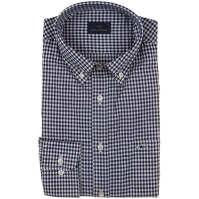 Paul & Shark Overhemd Cotton Oxford Check Shirt Wit-Blauw / male