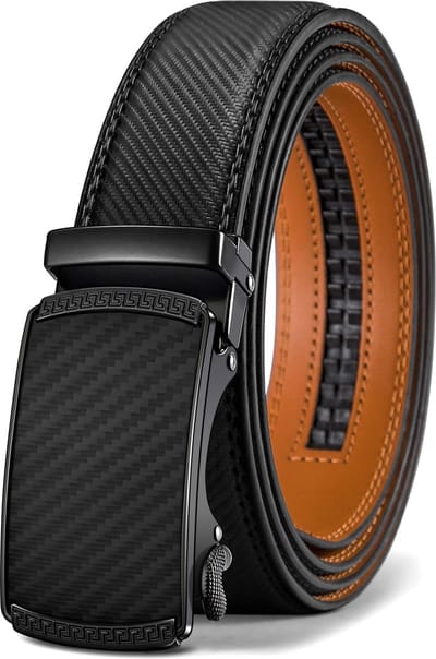 Riem heren - koe leer - riem automatische gesp - inkortbaar - cadeau man - cadeau mannen verjaardag - zwart-120cm