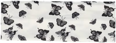 Haarsoires Haarband Stof 8cm - Vlinder Print - Wit Zwart