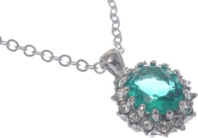 Behave Klassieke ketting zilverkleur met hanger en blauw steentje