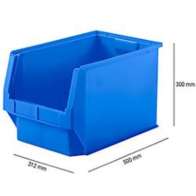 Magazijnbak LF 533 SSI Schäfer - polypropeen - L 500 x B 312 x H 300 mm - 38 l - blauw