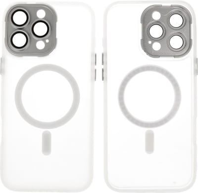 MagSafe Hoesje Geschikt voor iPhone 14 Pro - Mat-Transparent met Camera Beschermer Case - Wit