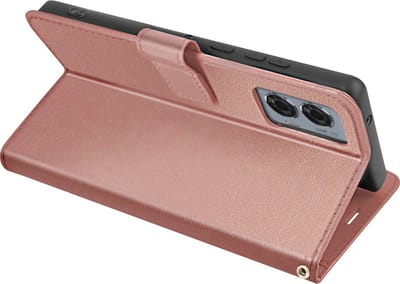Mayaxess, Beschermhoesje voor Motorola Edge 50 Fusion Portemonnee met Riem, Champagneroze
