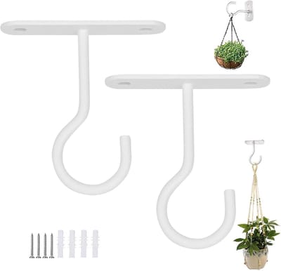 2 stuks plafondhaken voor hangende planten, zware wandmontage plantenophanghaken voor binnen en buiten, metalen plantenbeugel, ijzeren lantaarns, hangers voor vogelvoeders, plantenbakken, lantaarns