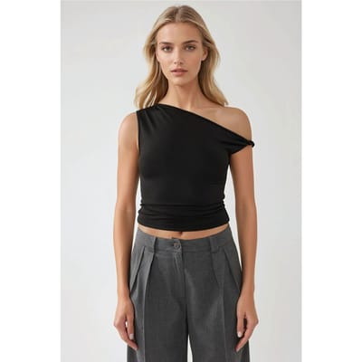 Asymmetrische Nek Off-Shoulder Slim Fit Top