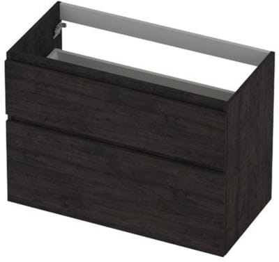 INK - Onderkast 2 Laden Greeploos Hout Decor met Houten Keerlijst A-symmetrisch - 900x450x650 Mm - Houtskool Eiken