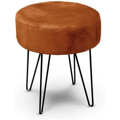 Unique Living Kruk Davy - velvet - bruin - metaal/stof - D35 x H40 cm