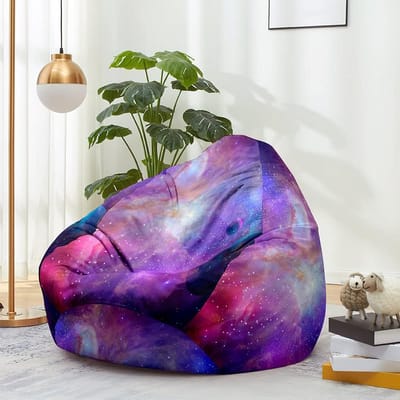 Odot Zitzakhoes zonder vulling, grote zitzakken voor volwassenen en kinderen, 3D-sterrenhemelprint, tuinzitzakken, opberg speelgoed voor meisjes, zitzak stoel (100 x 120 cm, groene planeet)