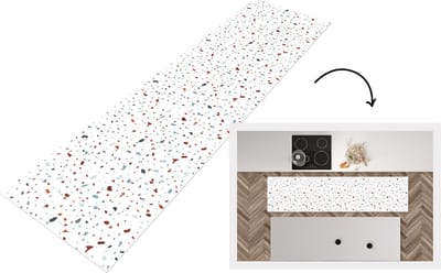 Keukenloper - Loper keuken - Terrazzo - Abstract - Patroon - 200x50 cm - Keukenloper vinyl