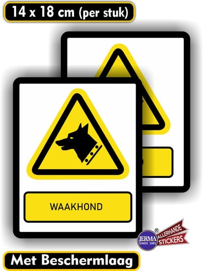 Jerma - Waakhonden - Stickers - 2 st. - 14 x 18 cm - Zelfklevend - Weerbestendig - Krasbestendig