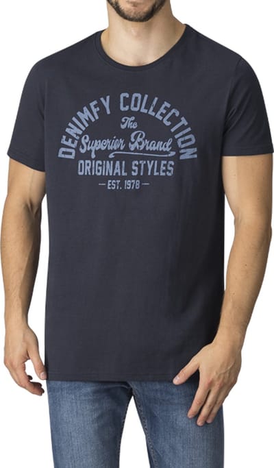 DENIMFY Heren T-Shirt DFNuri regular fit Blauw XL Ronde Hals Volwassenen t shirt heren met print