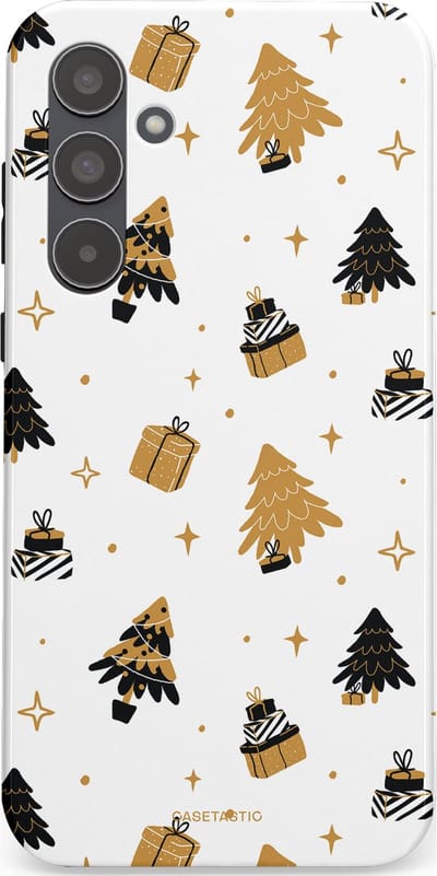 Casetastic hoesje geschikt voor Samsung Galaxy A55 - Dubbellaagse bescherming - Kerst met Cadeautjes - Fashion Case - Wit Beige Donkergrijs