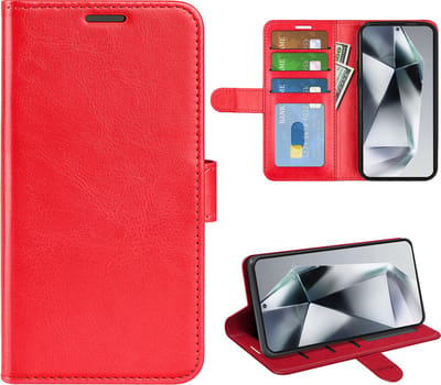 MobyDefend Hoesje - Geschikt voor Samsung Galaxy S25 Ultra - Wallet Book Case (Sluiting Achterkant) - Rood